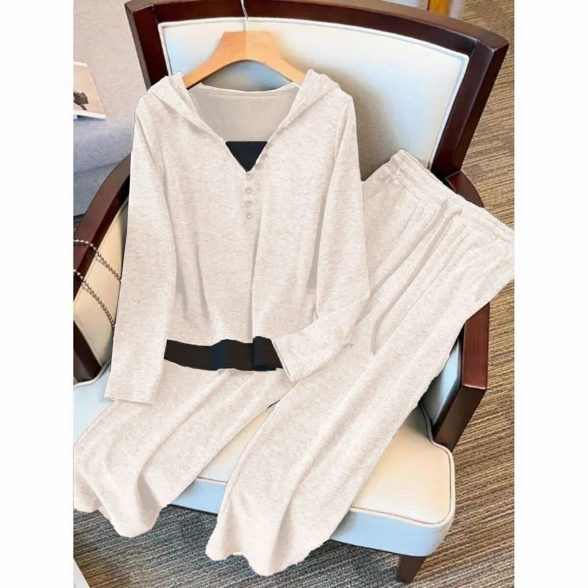 T100008 韓系時尚連帽假兩件套裝🍂秋日氣質懶系穿搭