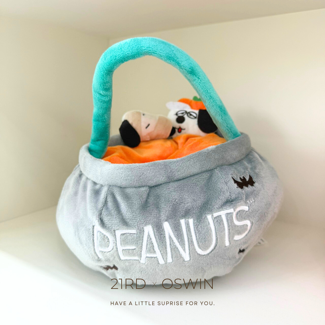 PEANUTS 史努比 萬聖派對 南瓜史努比提籃玩偶
