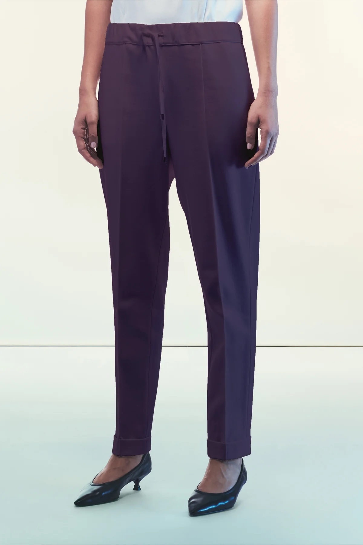 LIVIANA CONTI  抽繩反摺褲(酒紅)