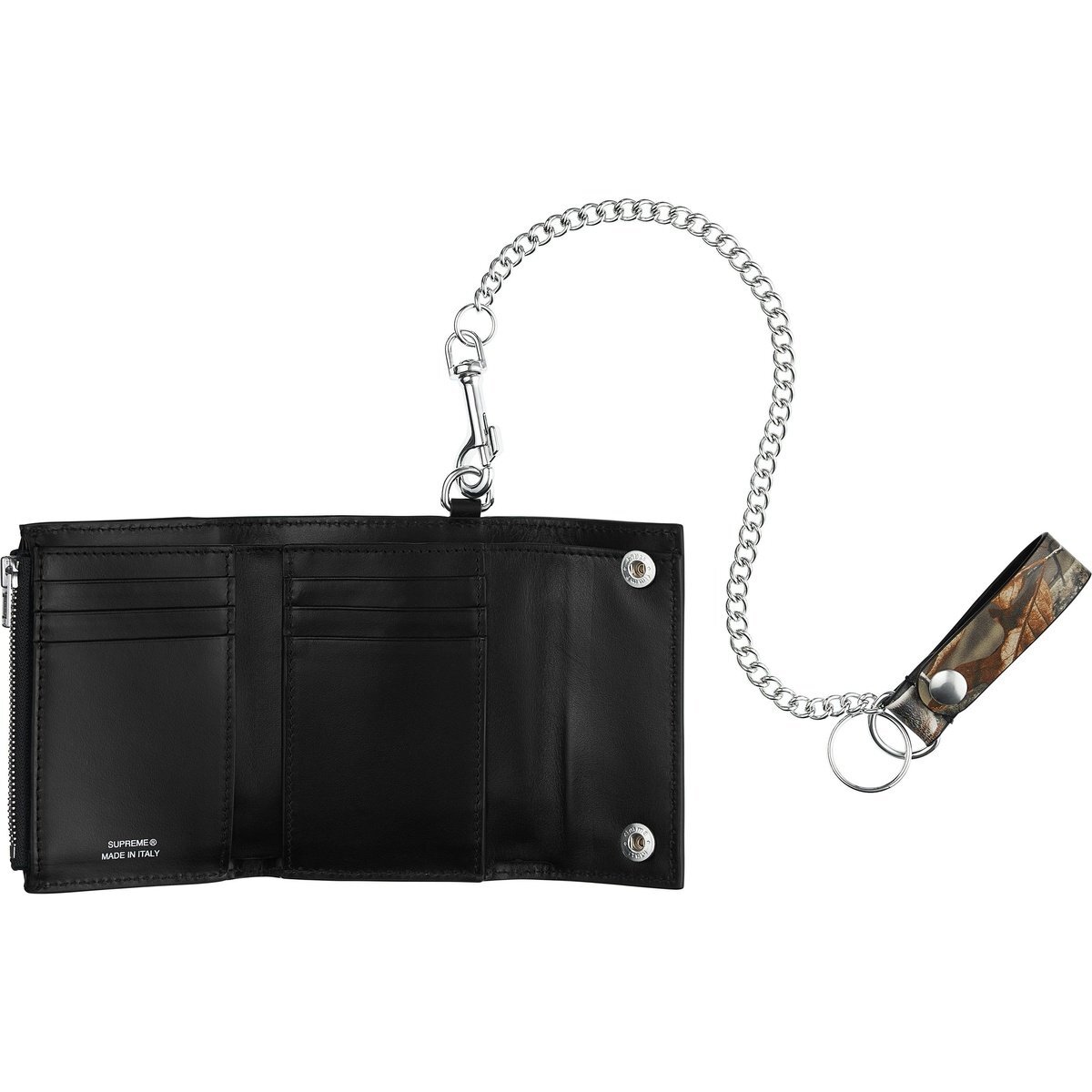 -(C03)-SUPREME LEATHER CHAIN WALLET FW25 鐵鍊 真皮 皮夾 平替款 黑色/紅色/落葉-FW25B13
