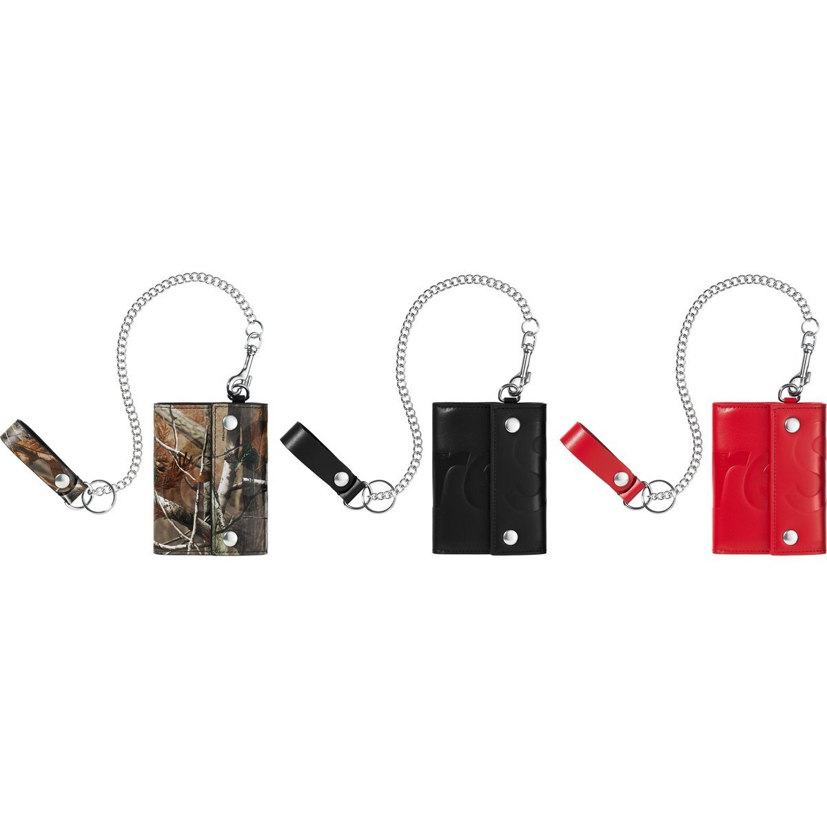 -(C03)-SUPREME LEATHER CHAIN WALLET FW25 鐵鍊 真皮 皮夾 平替款 黑色/紅色/落葉-FW25B13
