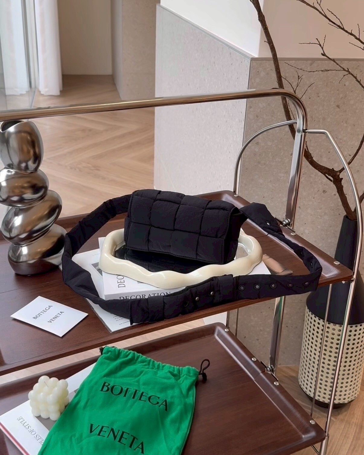 BV｜PADDED TECH 8格編織腰包 黑色