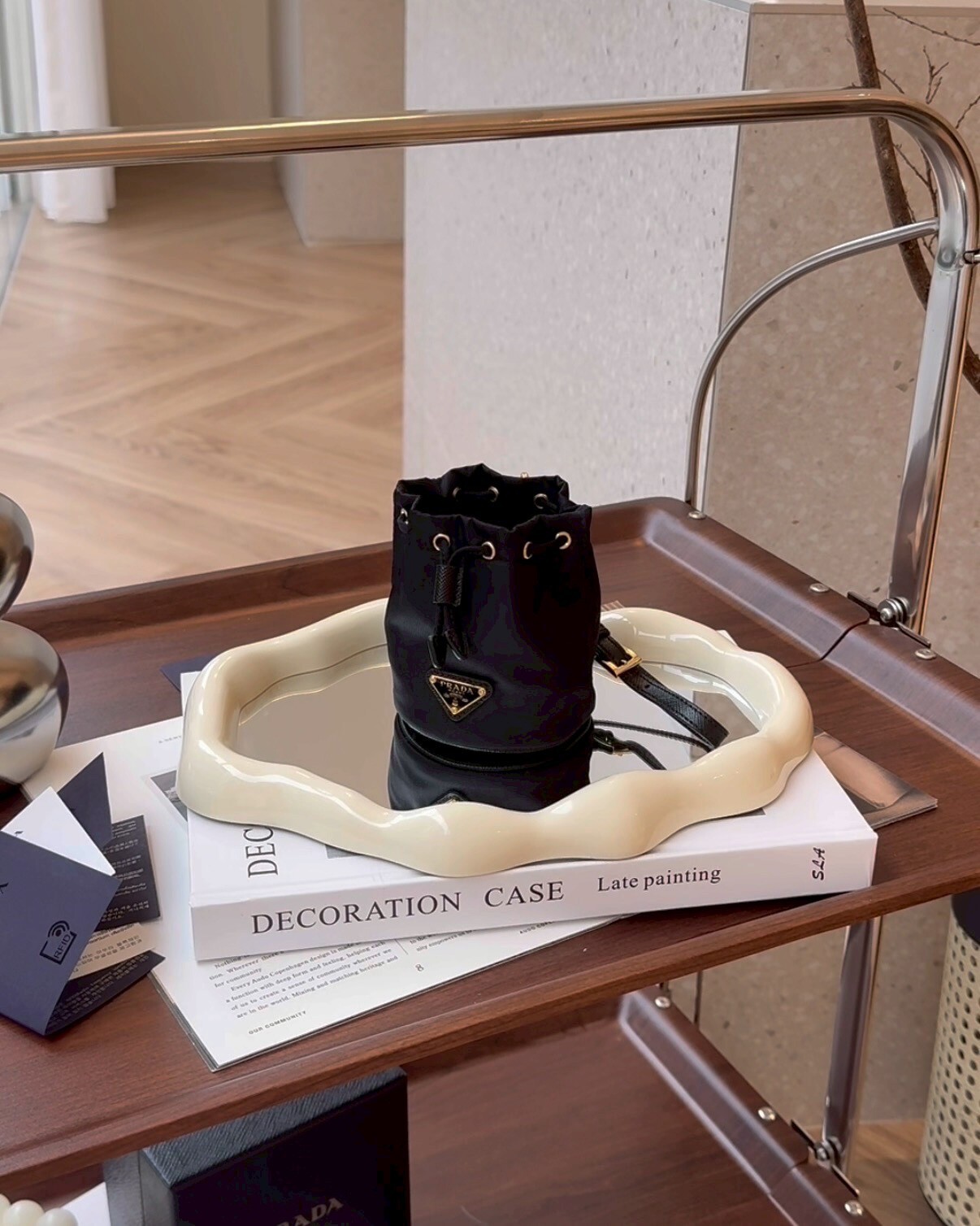 PRADA｜迷你標誌 RE-NYLON手袋吊飾 黑色