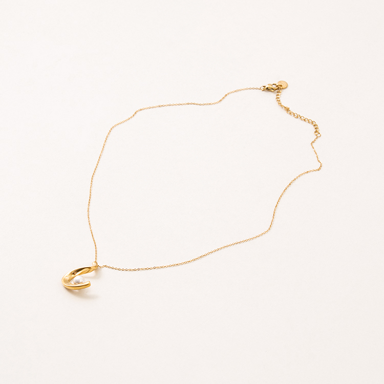 miramira珠光｜極簡彎月珍珠項鍊B5884-金59962