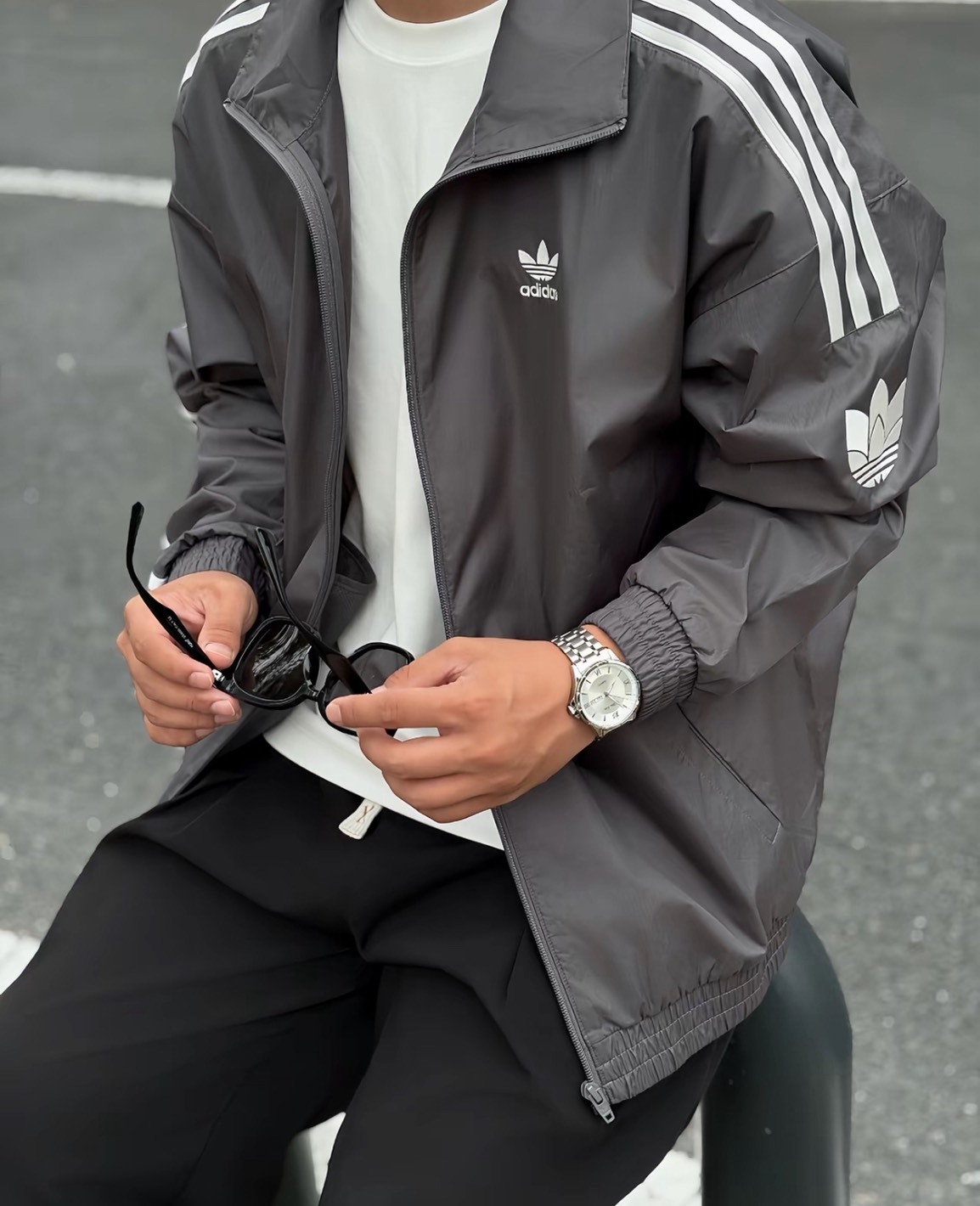 Adidas Originals Logo Jacket "Grey White" 基本款 水泥灰 灰白 外套 JI7533