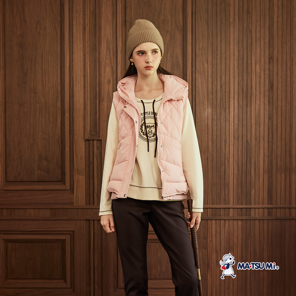 MA‧TSU Mi 學院風徽章圖騰繡花彈性長褲(深藍.咖)