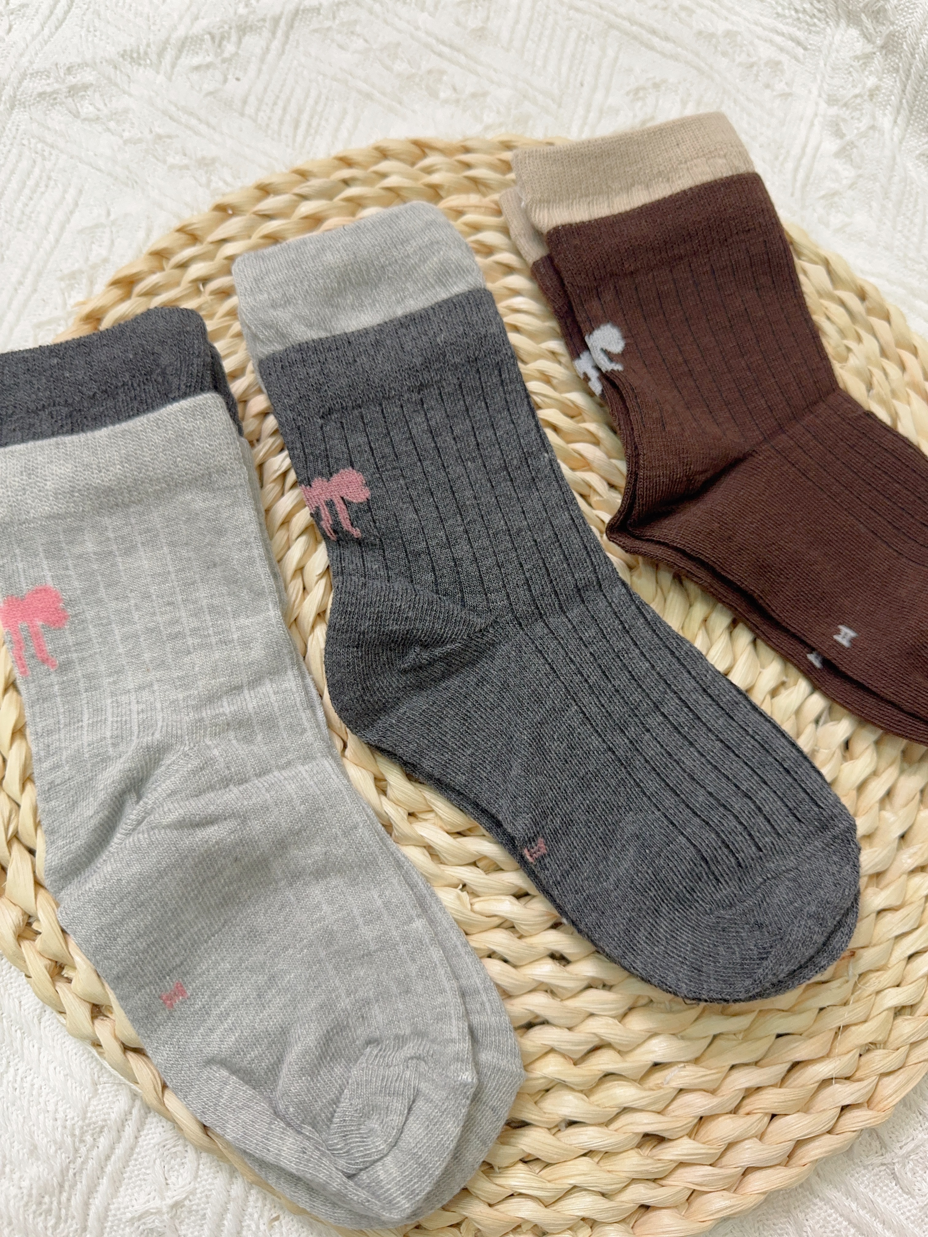 蝴蝶結雙層襪5入s2513