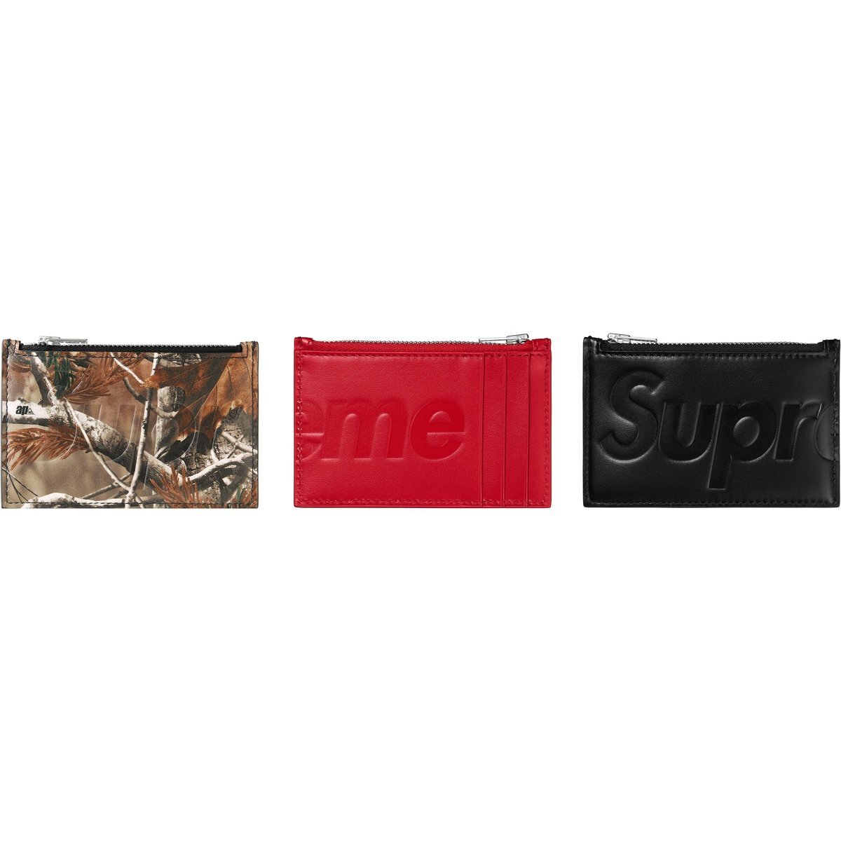 SUPREME LEATHER ZIP CARD HOLDER FW25 小牛皮 真皮 零錢包 黑色-FW25B27
