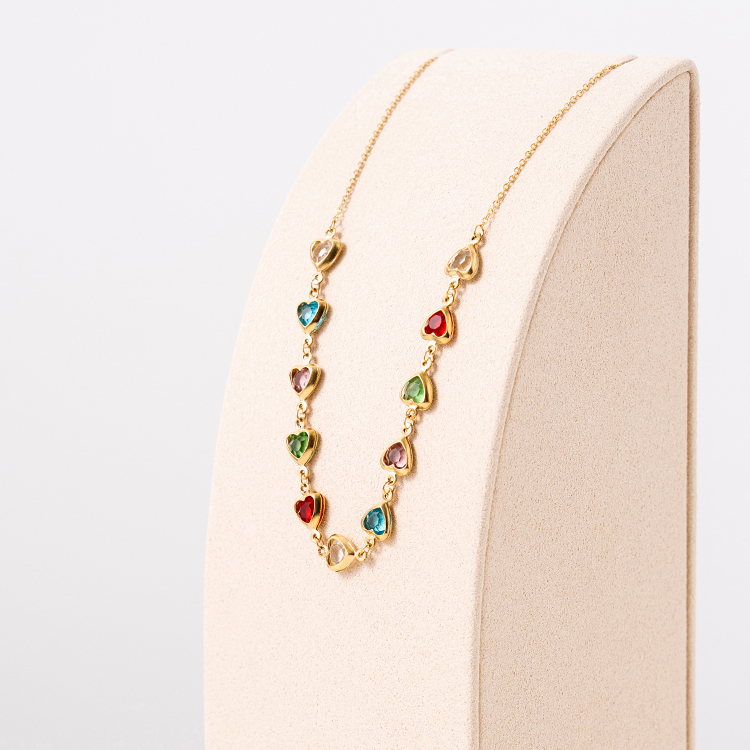 miramira幻彩｜彩虹糖心鎖骨項鍊B5892-金60302