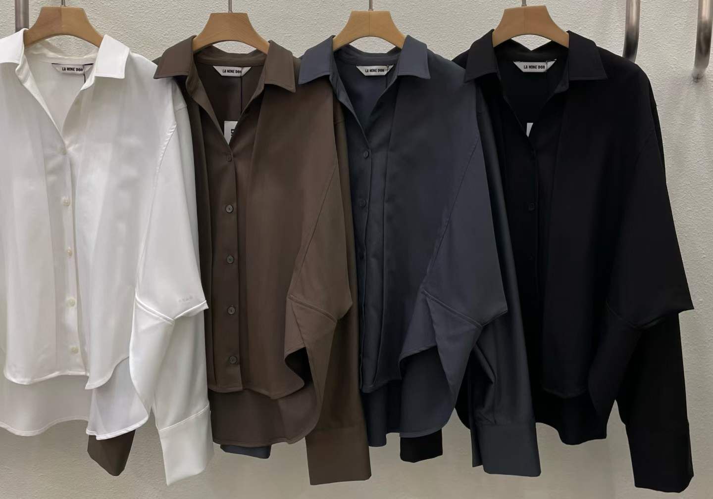 LA5106 知性前短後長排扣翻領恤衫