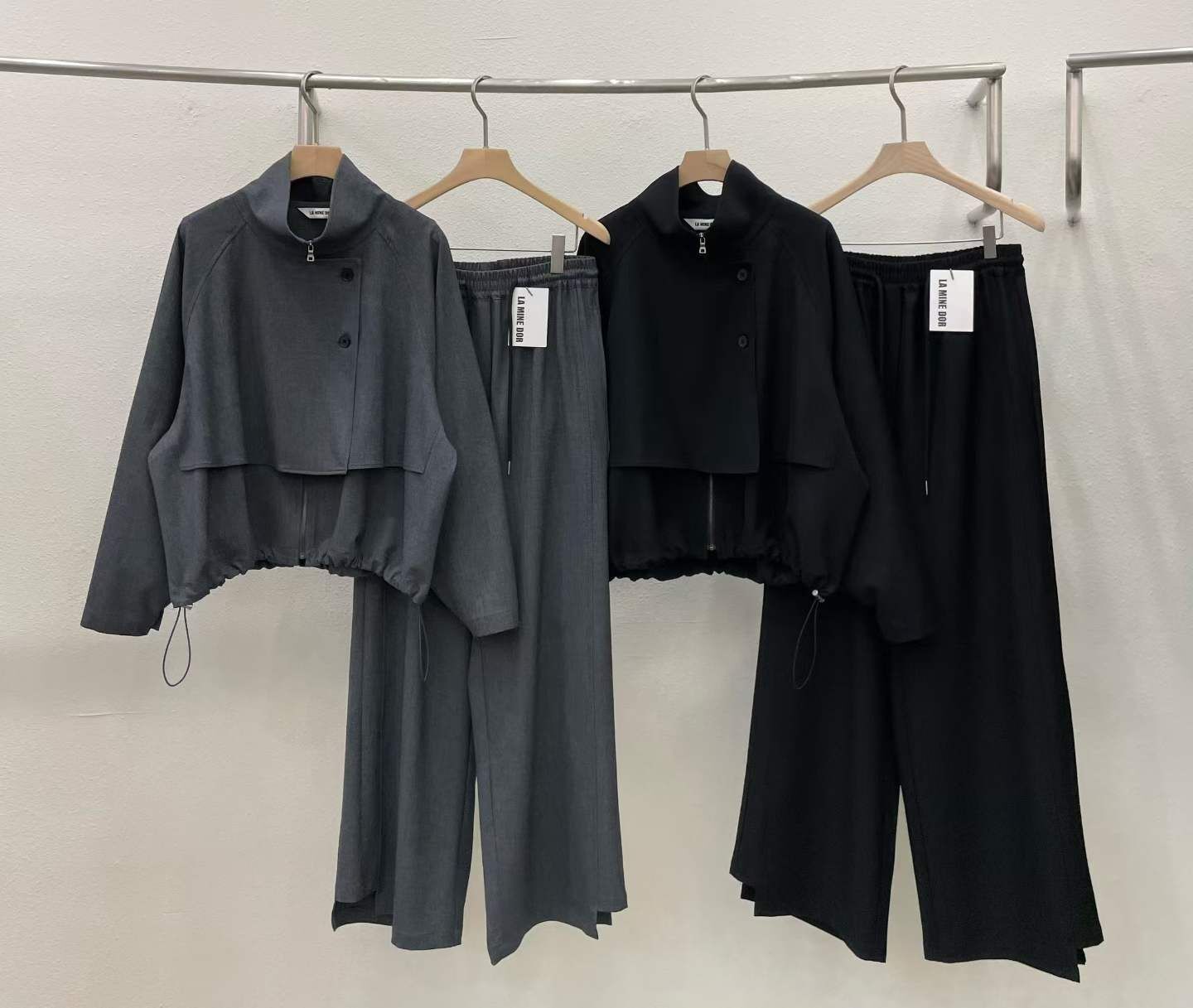 LA5109 全橡筋不規則褲腳休閒褲