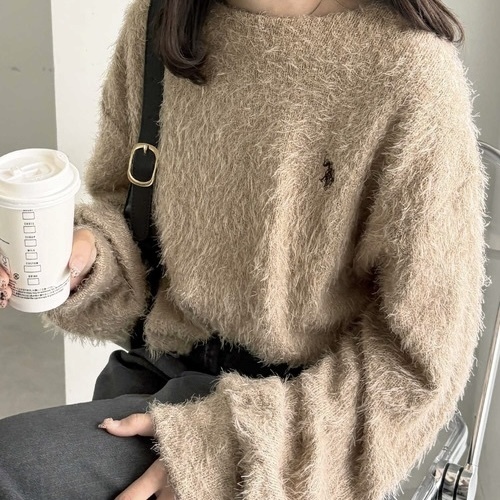 U.S. POLO ASSN. x GeeRA 針織長袖 毛茸茸 縮口袖 上衣 蓬鬆  96863993