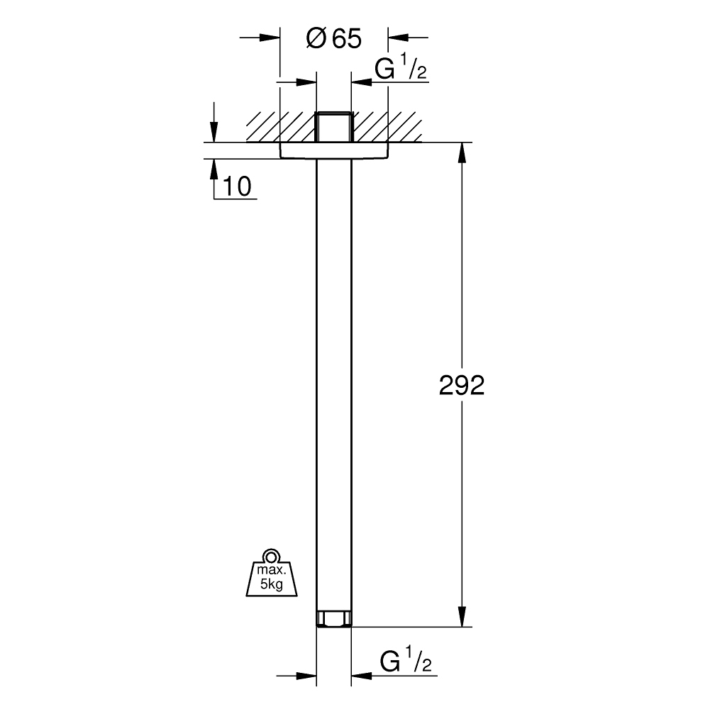 GROHE｜Rainshower 天花板固定桿29cm 28497000