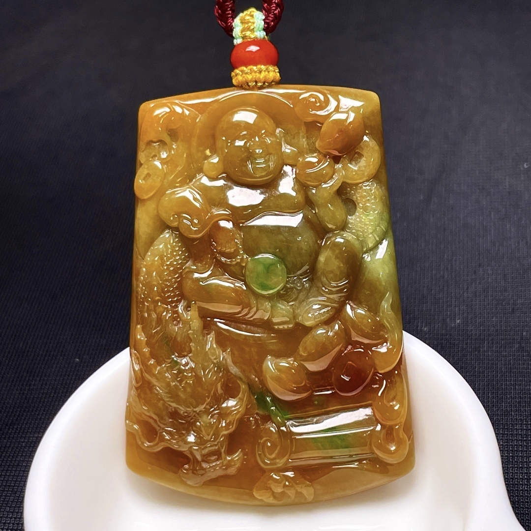 1015435 翡翠彌勒佛吊墜