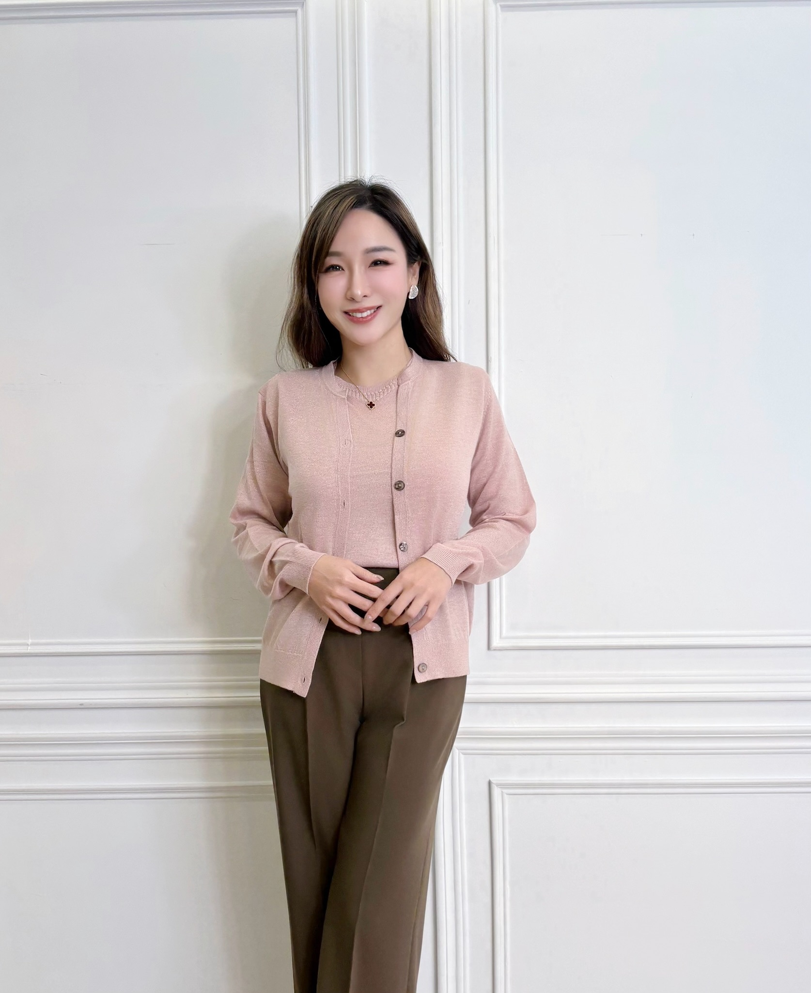 (秋冬必備)低調細閃針織上衣組