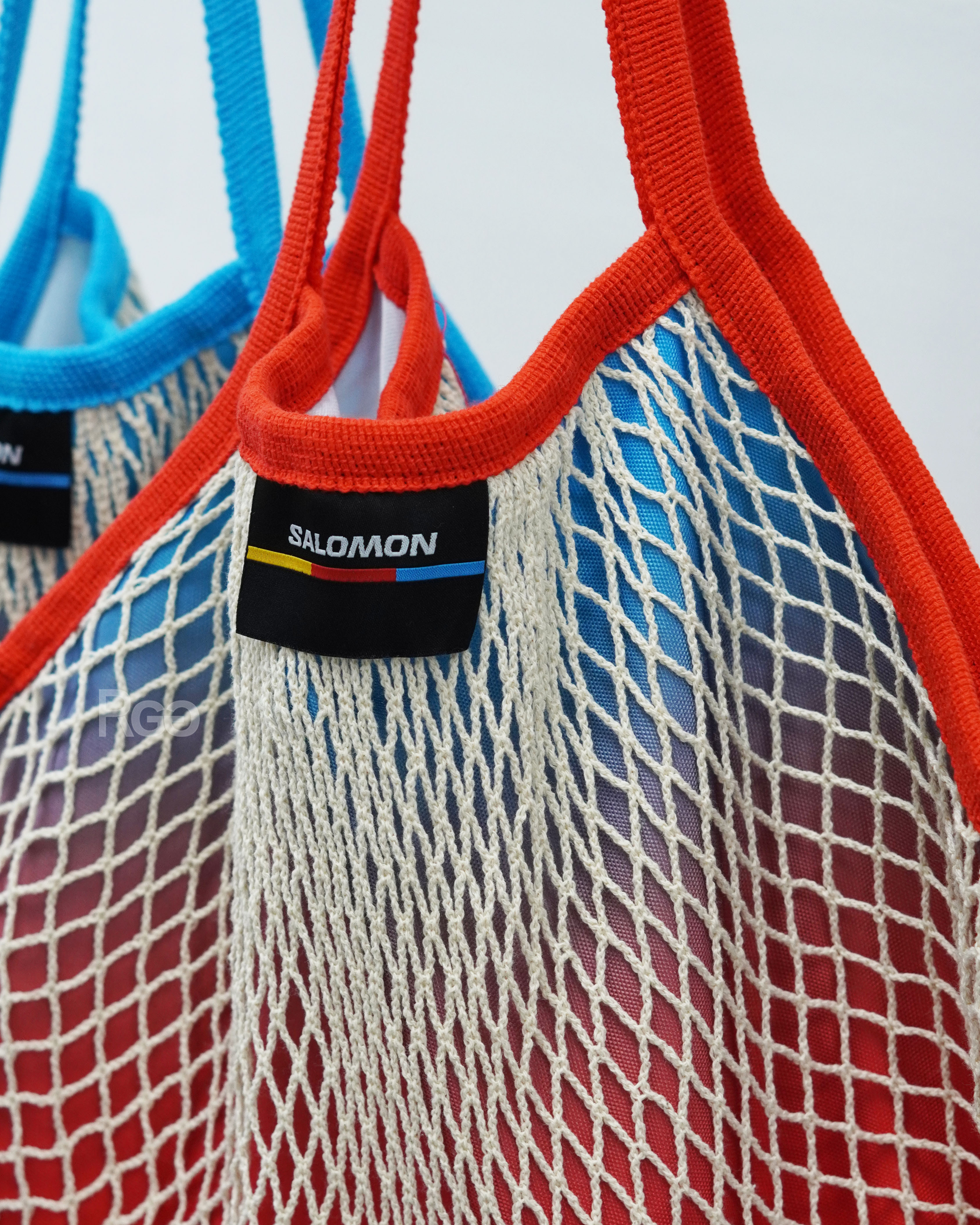 Salomon mesh tote bag 漸層網袋托特包 紅(大) 細節照