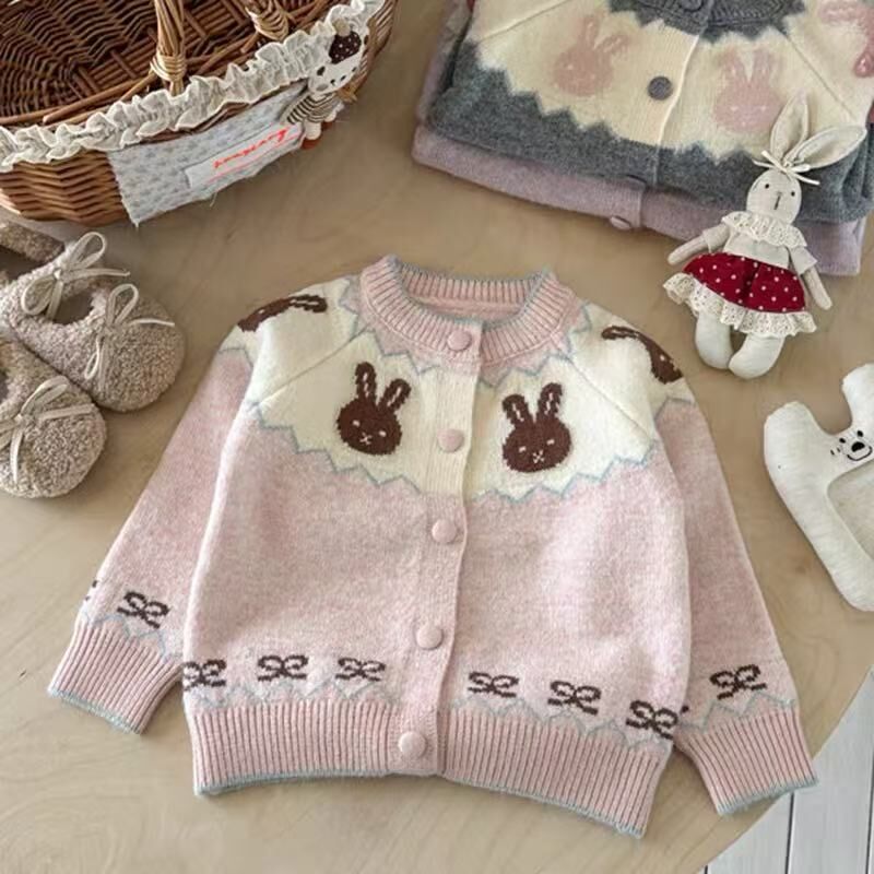 HCB10OW005PK HANA COCO-櫻花粉兔子撞色開衫