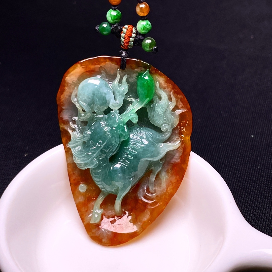 1015438 翡翠麒麟牌吊墜