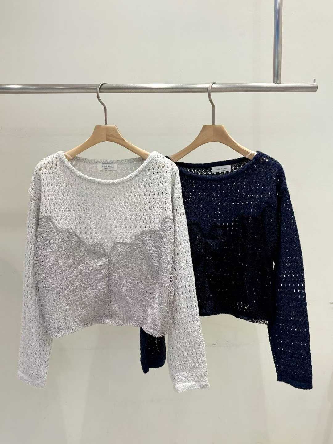 BR5102 上下洞洞鏤空拼接蕾絲上衣