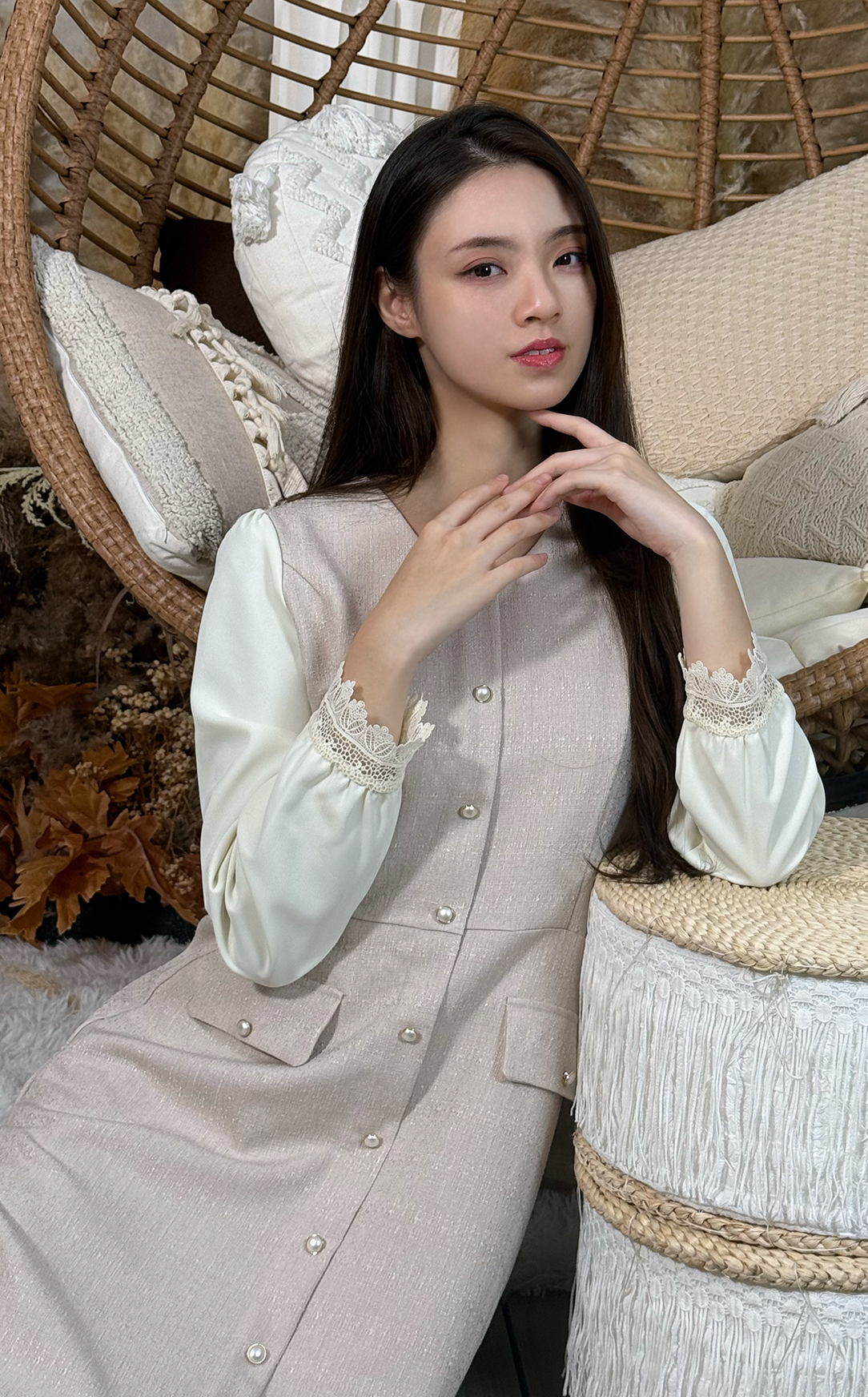 Patchwork Button Dress OP0572