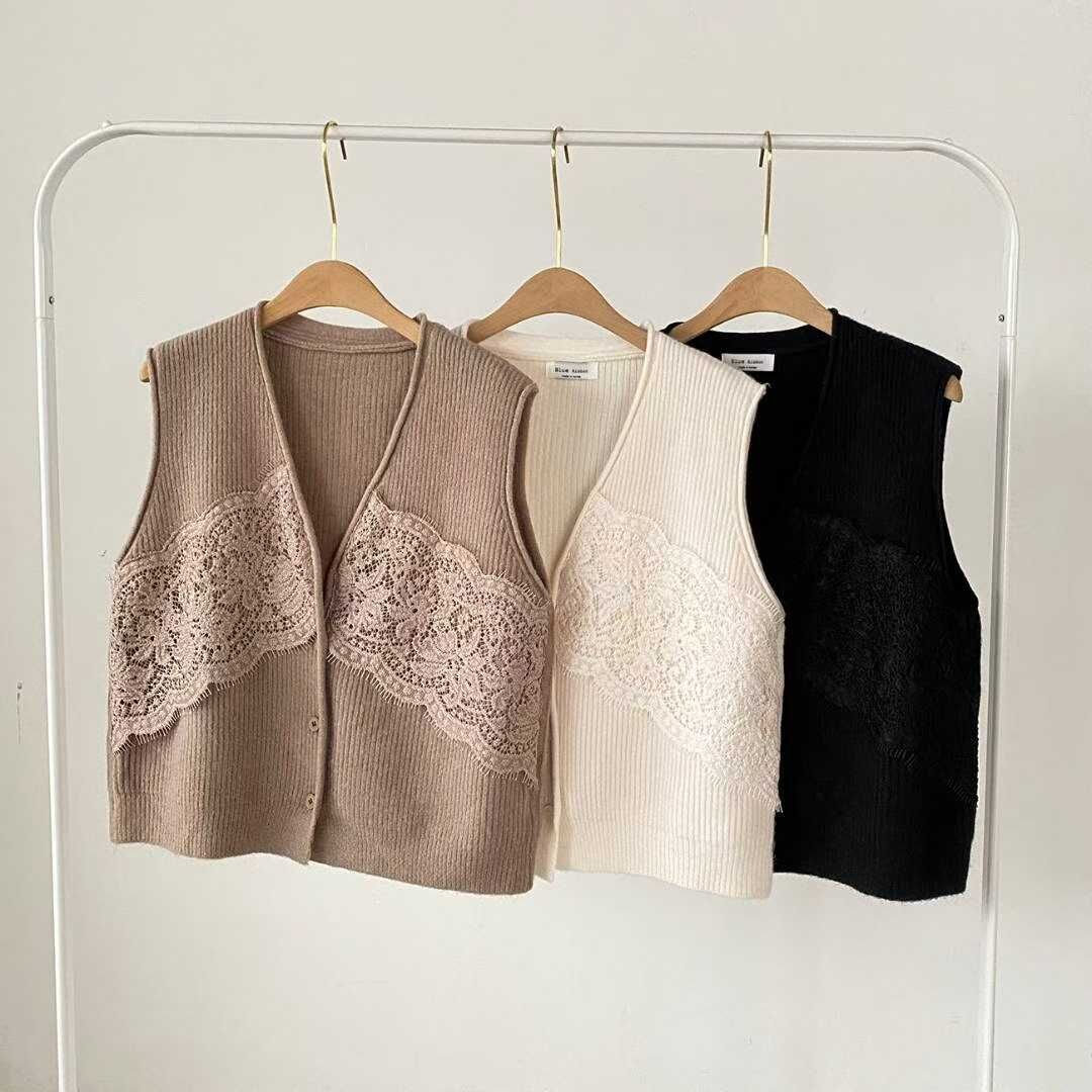 BR5107 捲捲邊V領蕾絲背心馬甲