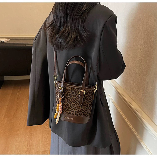 小巧豹紋手提斜背包-超值回饋價實拍照-黑現貨