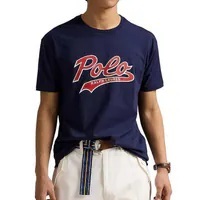 [S] PRL POLO RALPH LAUREN NAVY CLASSIC FIT JERSEY GRAPHIC SHORT SLEEVE T-SHIRT, 710866251049-NAVY (SRL214)