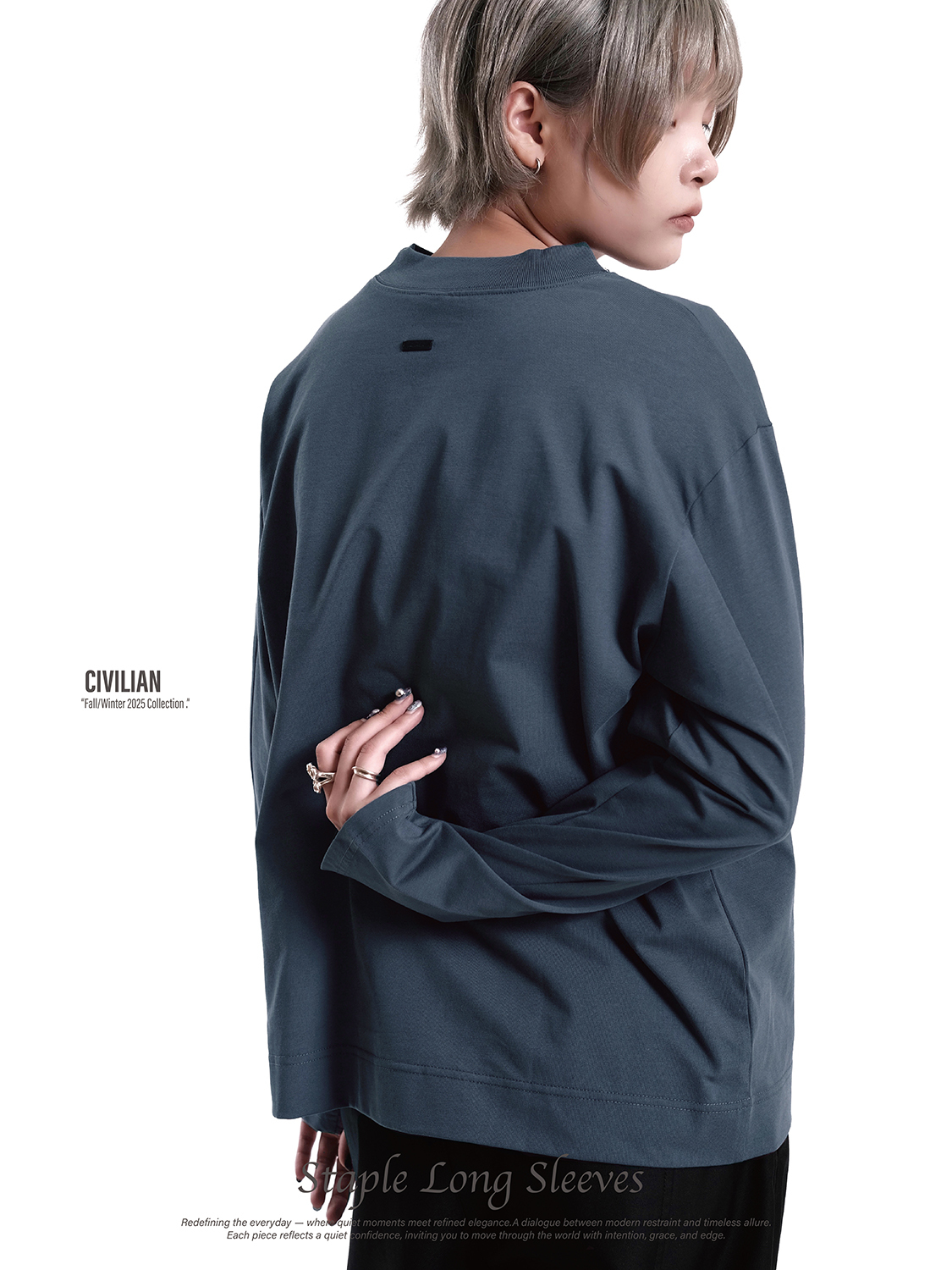 Nurari 薄長T 長袖 黑/深咖啡/深灰藍 25 A/W Civ. staple long sleeves