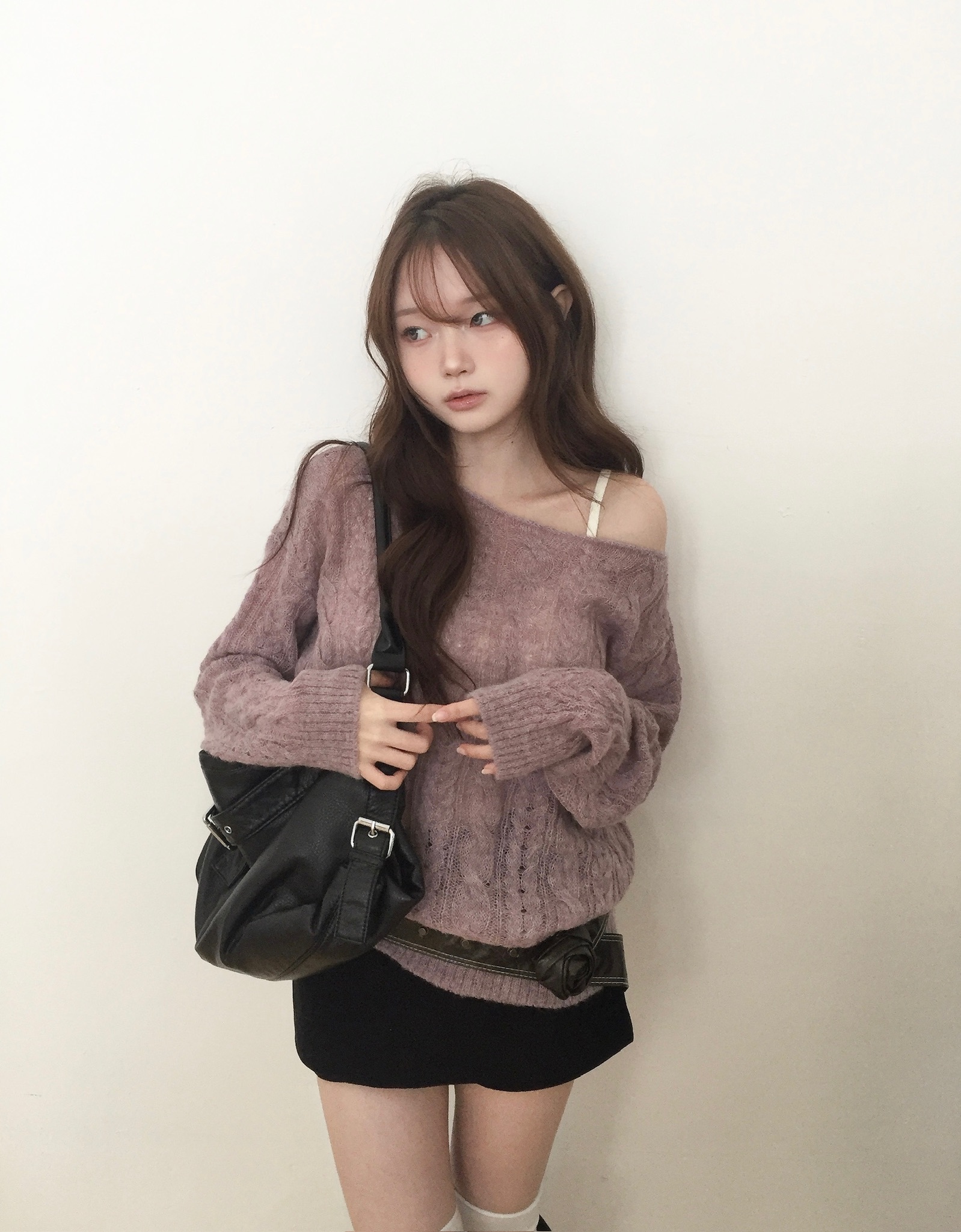 【優惠預訂】韓國麻花寬領羊毛針織上衣（5色）