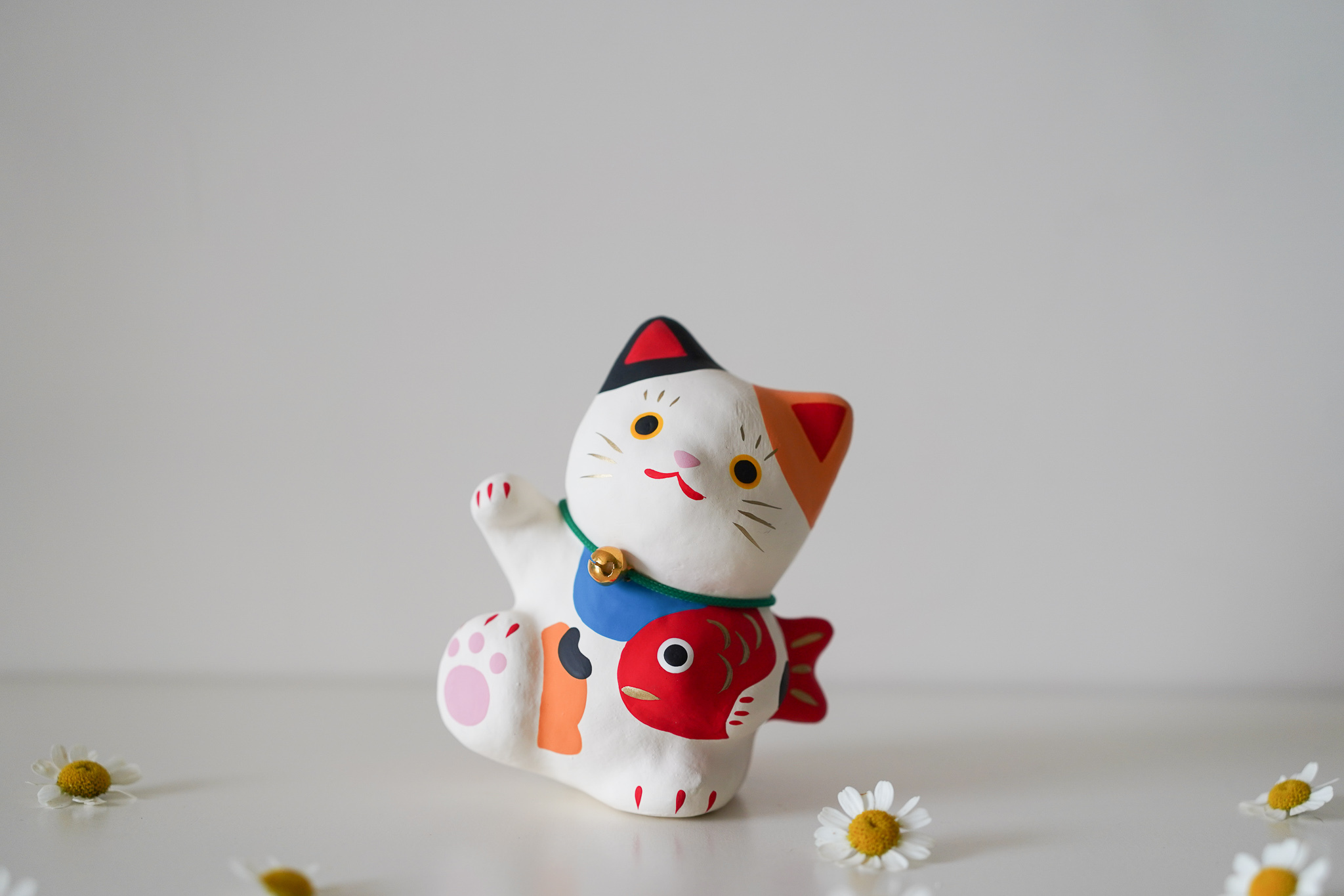 日本 aneki Neko 招財貓抱鯛魚 擺飾