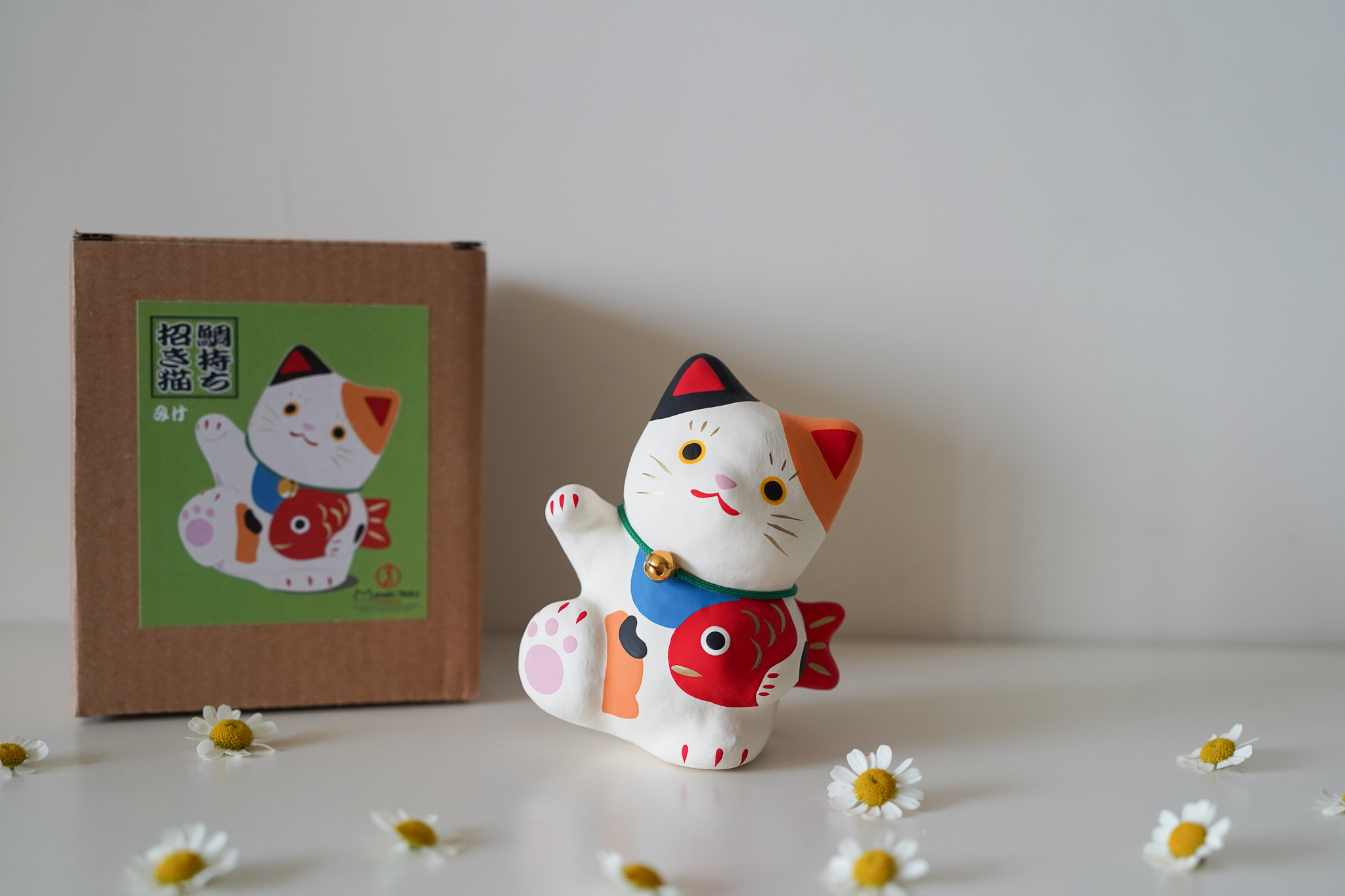 日本 aneki Neko 招財貓抱鯛魚 擺飾