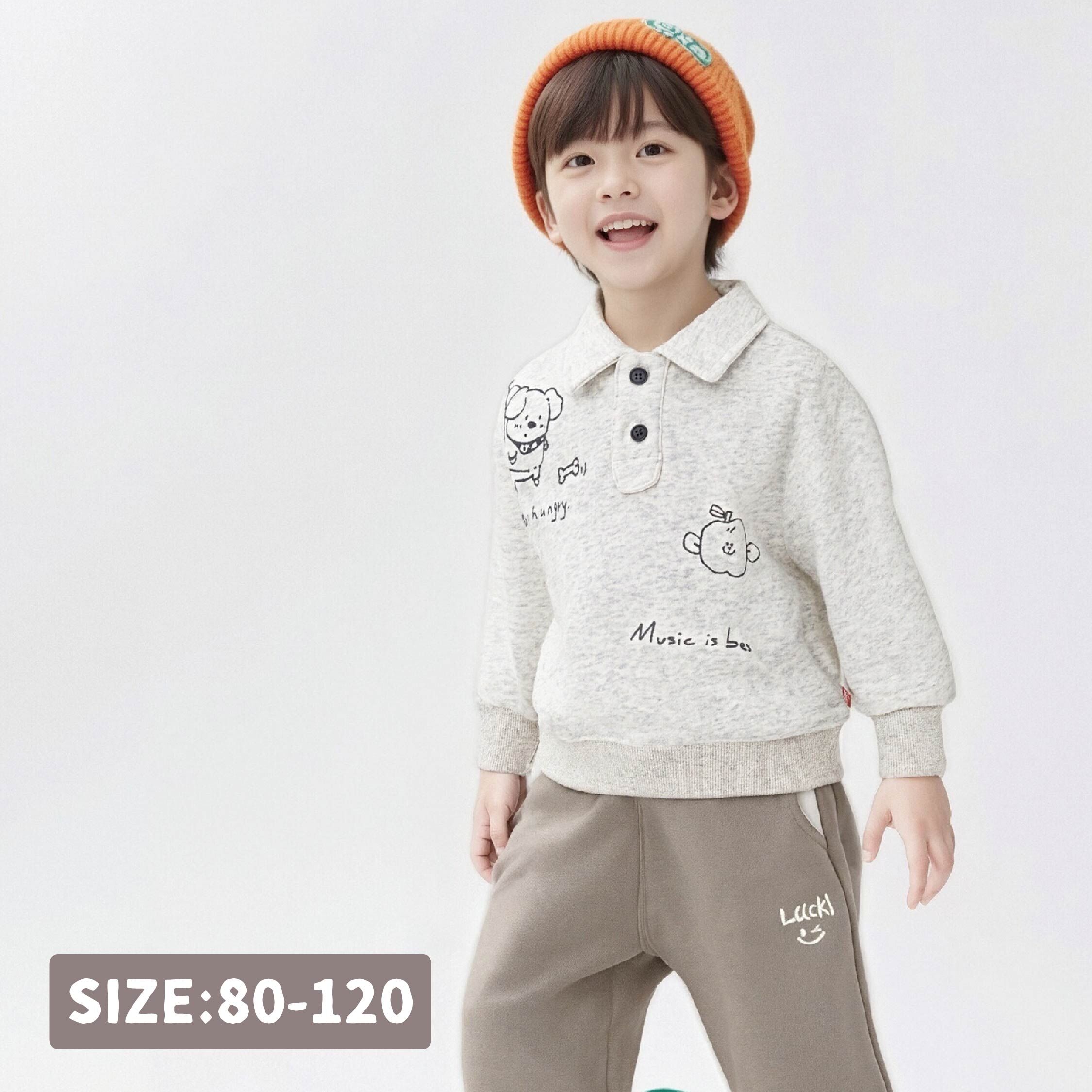 【H55143】童趣線條手繪翻領上衣