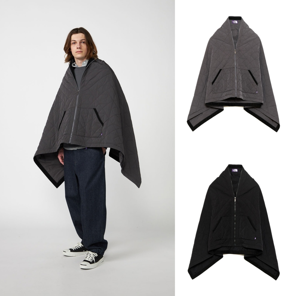預購┃日本 TNF 紫標 Quilting Field Mountain Cape 保暖 絎縫 菱格 斗篷 披肩