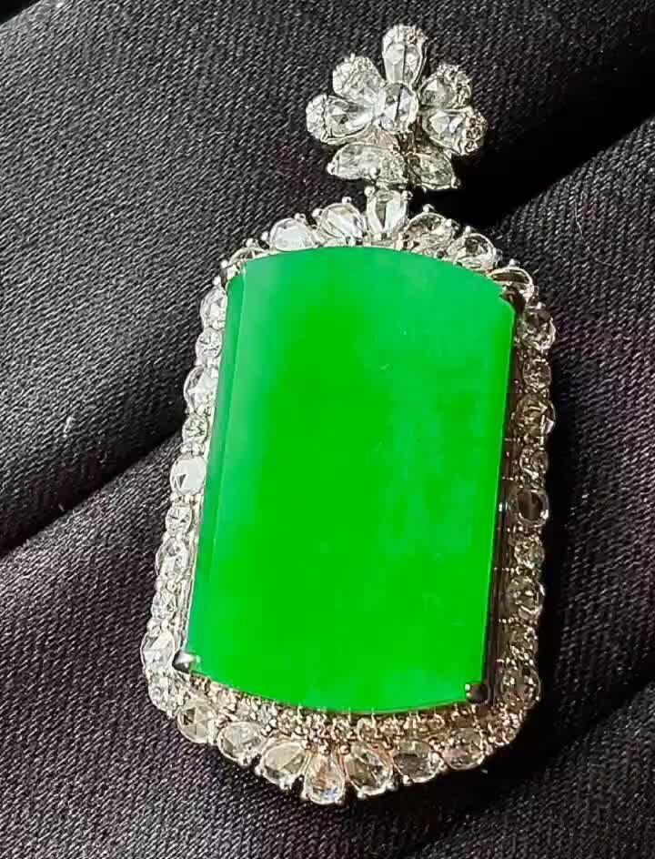 翡翠高冰陽綠無事牌吊墜,天然翡翠A玉, 緬甸玉, Jade, Jadeite