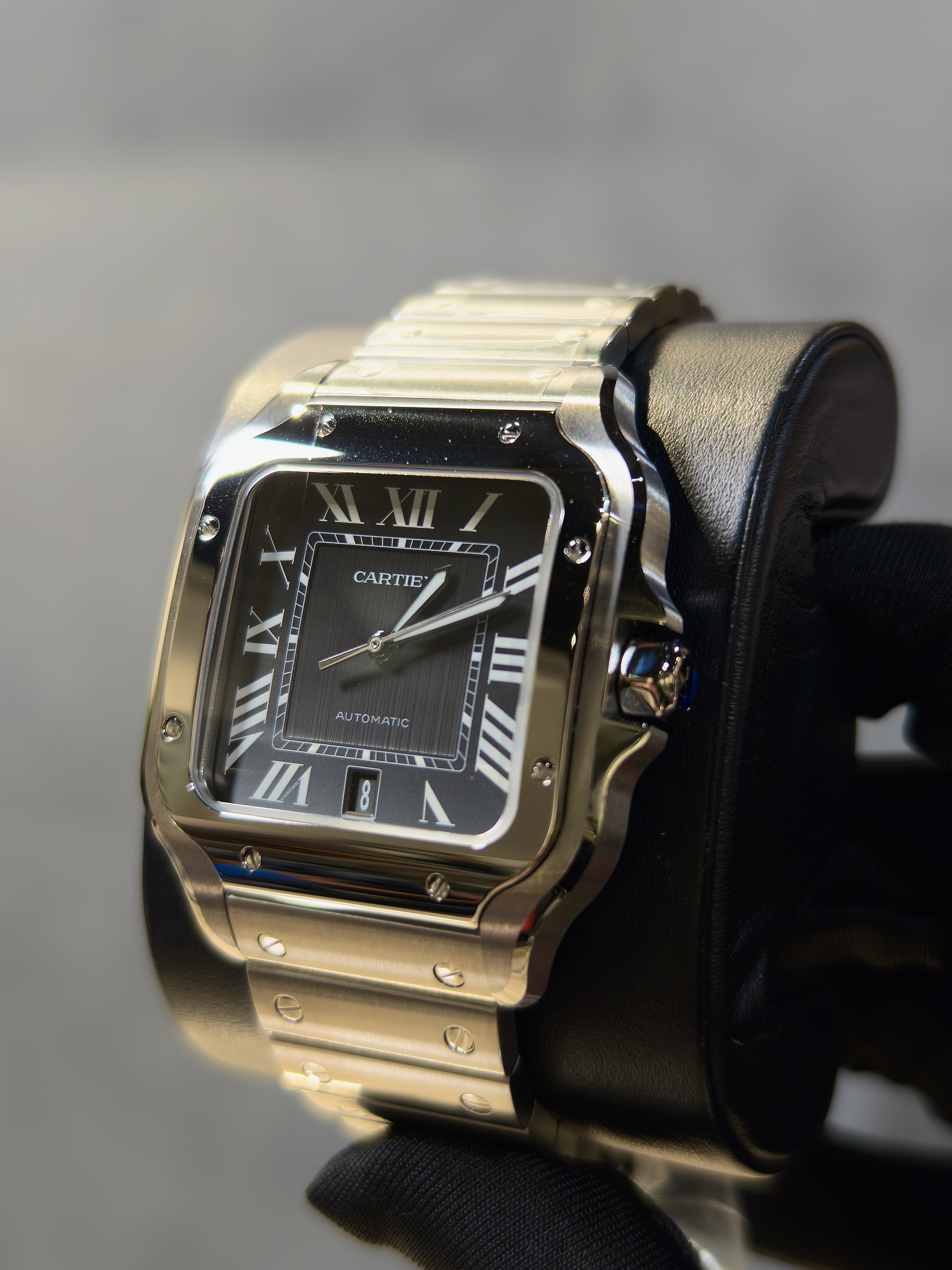 BRAND NEW CARTIER WSSA0096 BLACK DIAL SANTOS-DE 40MM LARGE MODEL AUTOMATIC MOVEMENT STEEL INTERCHANGEABLE METAL AND LEATHER BRACELETS