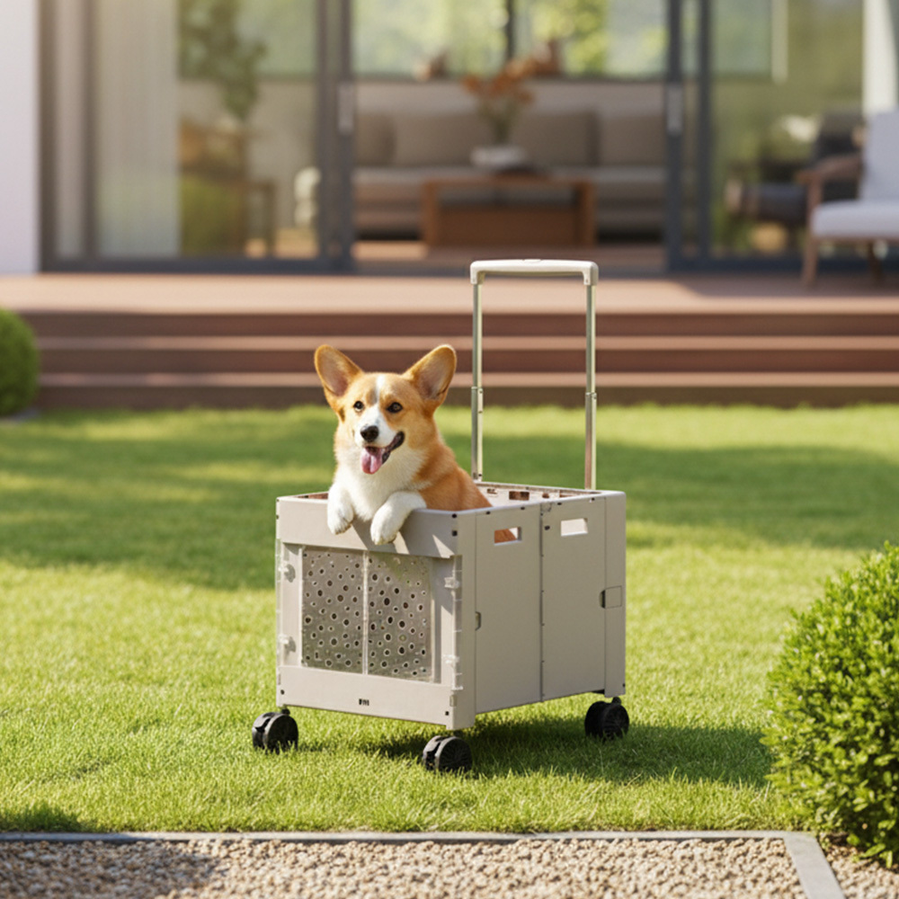 LIGFE 79L寵物摺疊購物推車-奶茶