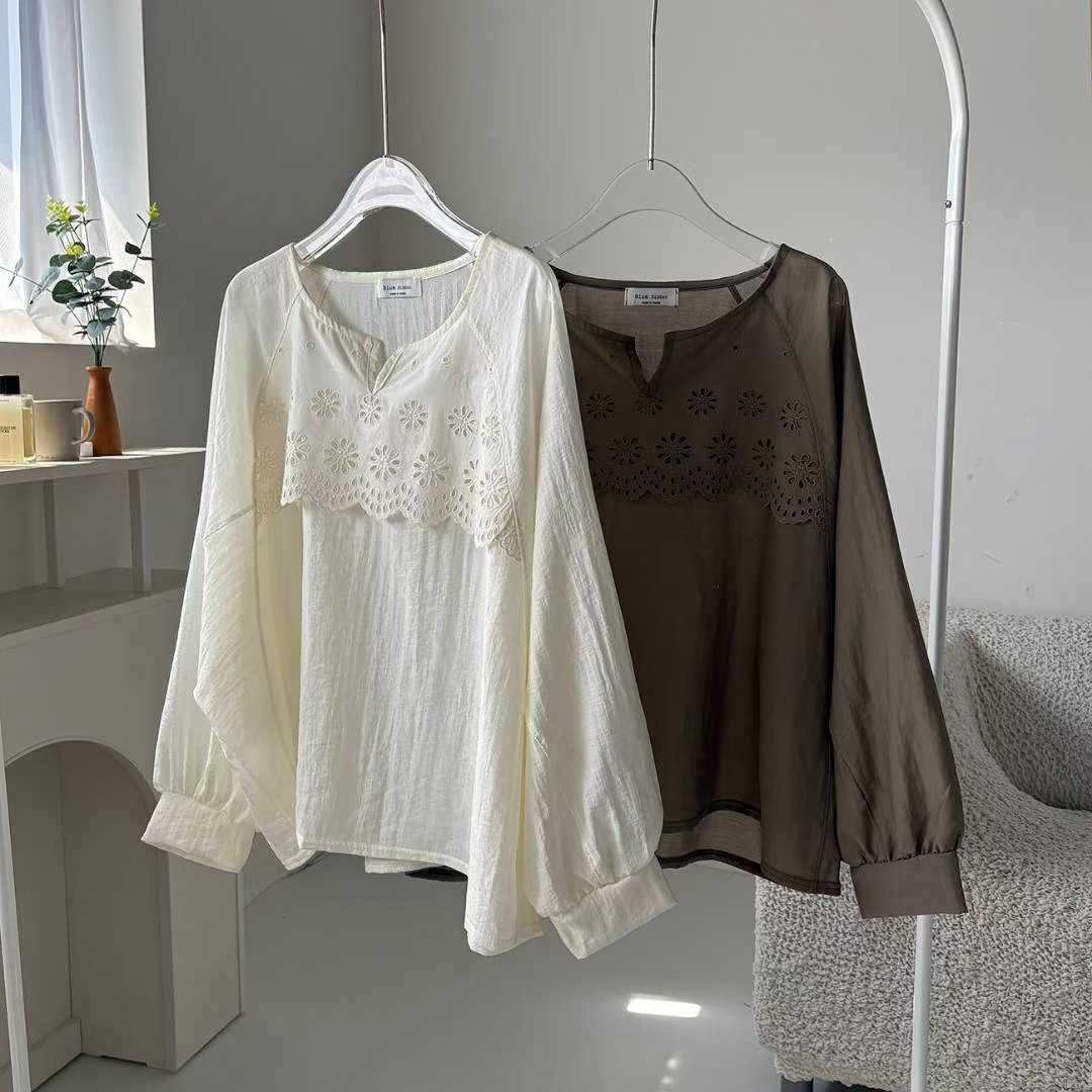 BR5122 樹紋皺皺花紋鏤空上衣