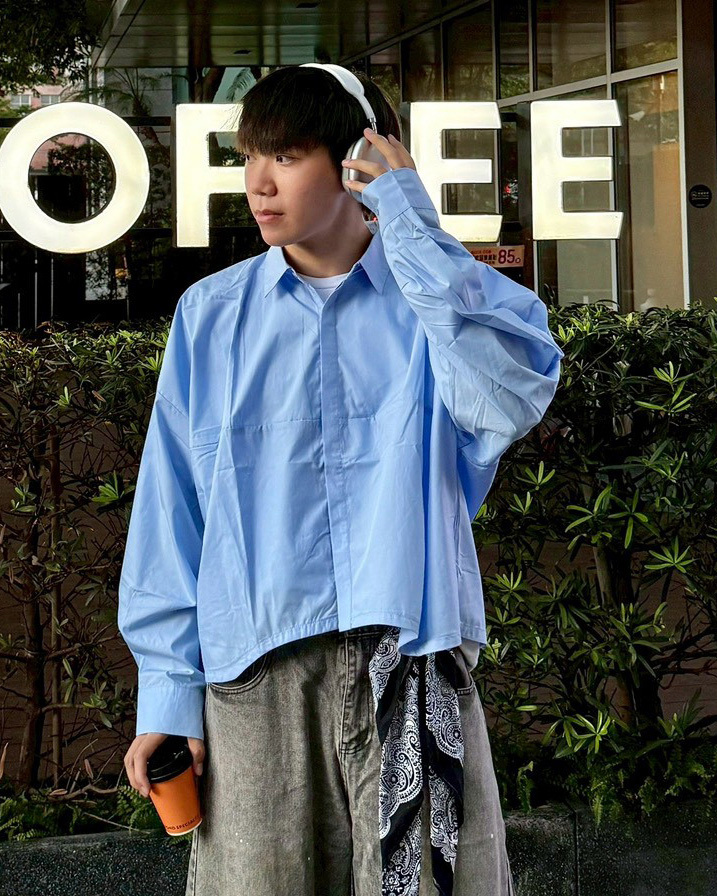 #99046 韓國寬短版素色襯衫