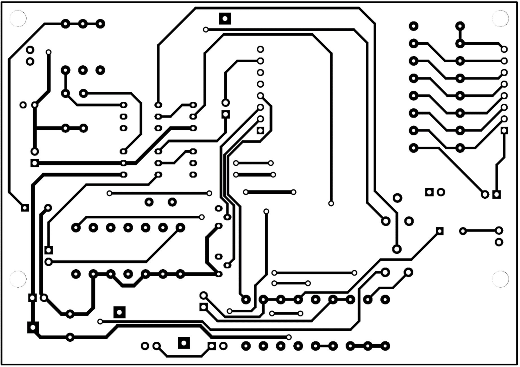 工業電子丙級,音樂盒套件包,測試電路板反面(Bottom)佈線圖(左右相反)