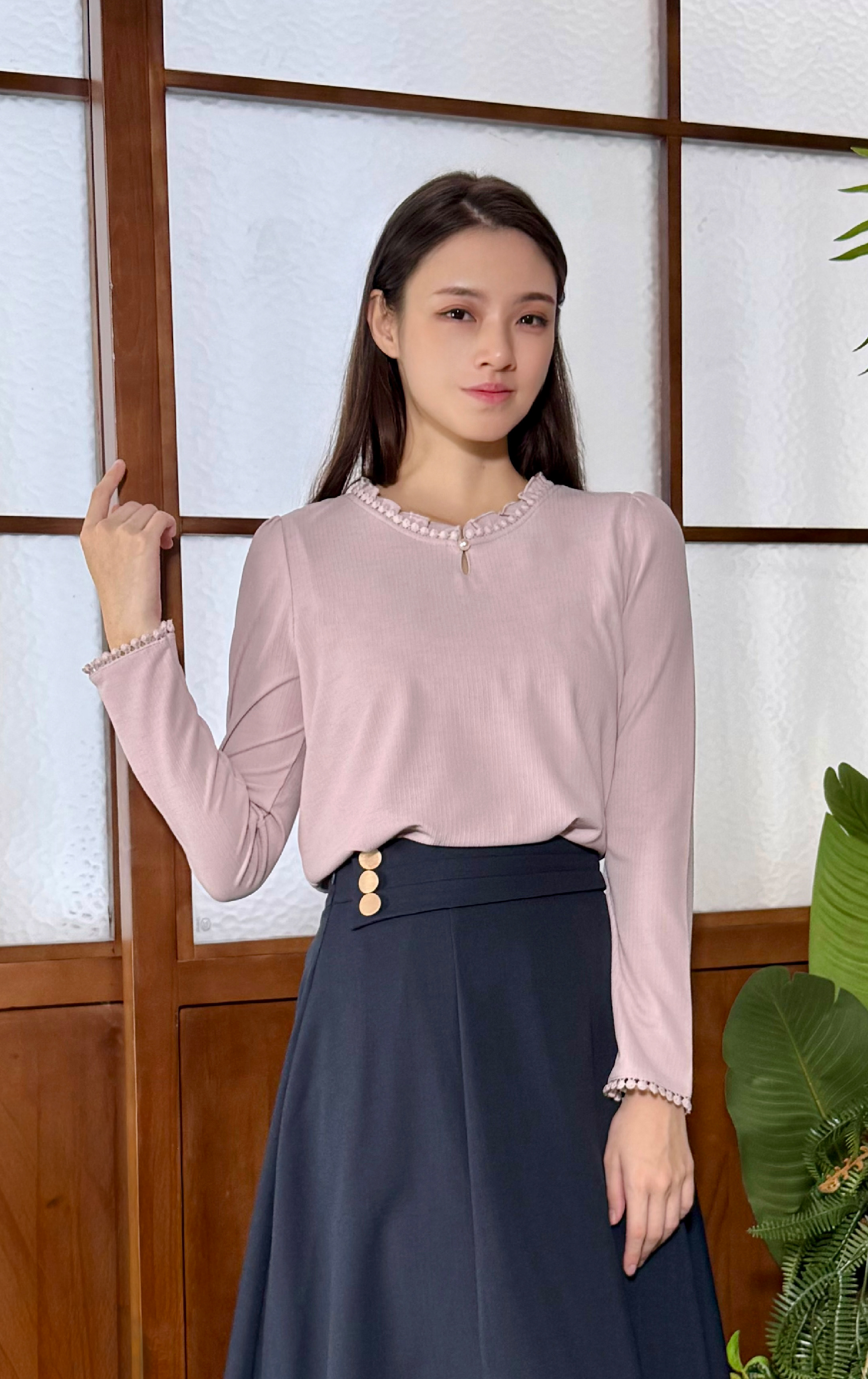 Lace Neck Top LT0829