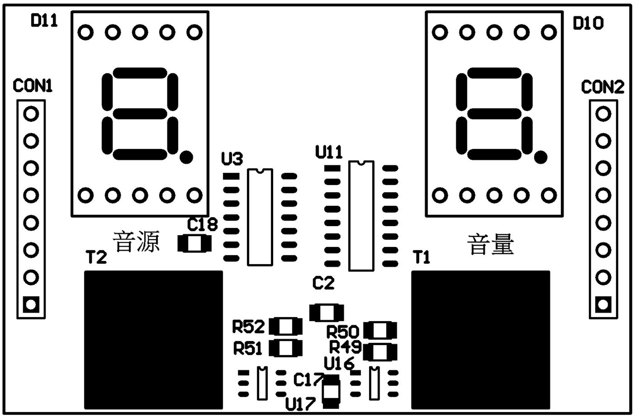 工業電子丙級,音樂盒套件包,觸控子電路板正面(Top)元件佈置圖