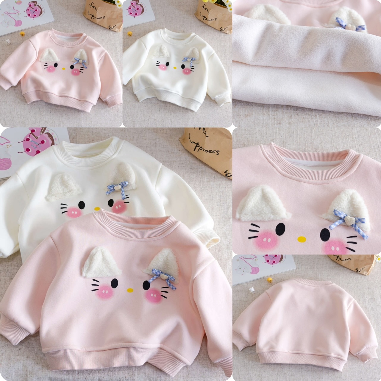 兒童立體貓耳朵造型加絨上衣-2502542