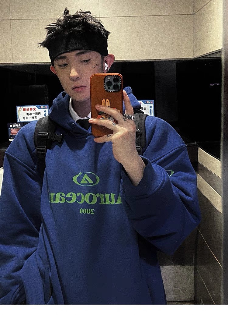 Aurocean 重磅復古 撞色 連帽衛衣