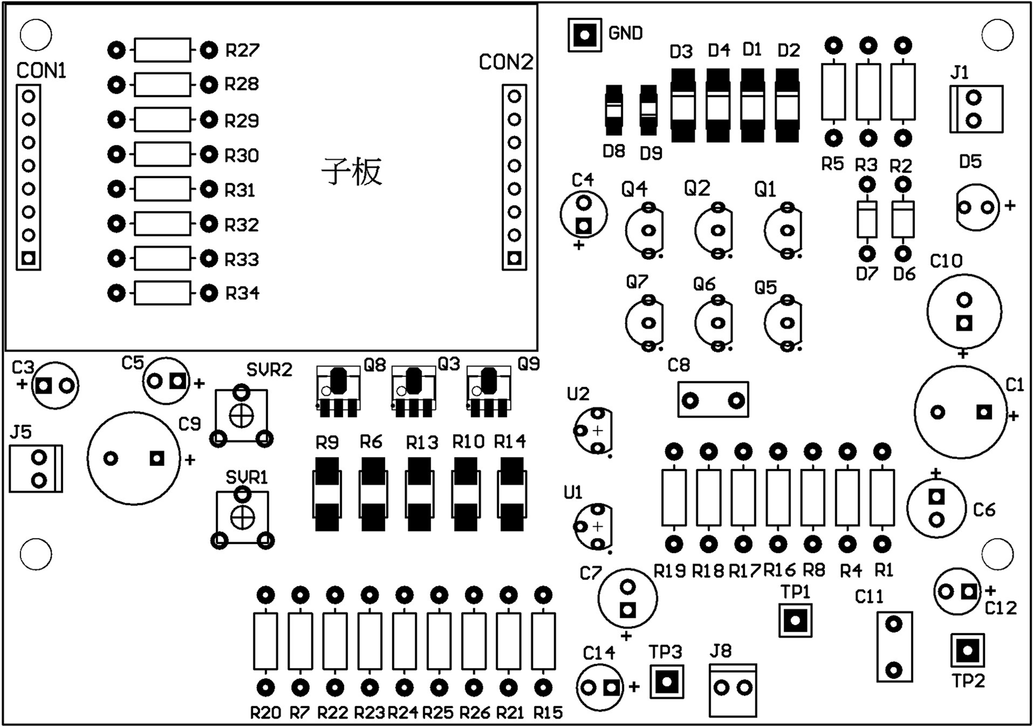 工業電子丙級,音樂盒套件包,測試電路板元件佈置圖