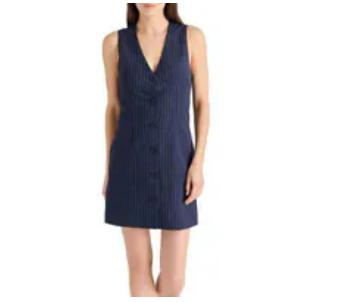 [S] STEVE MADDEN NAVY WOMEN'S PINSTRIPE DRESS, DO38082W-NAVY (SSM265)