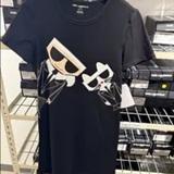 [S] KARL LAGERFELD BLACK TIE EMOJI LOGO T-SHIRT DRESS, L1WDF037-BLK (SKL1383)