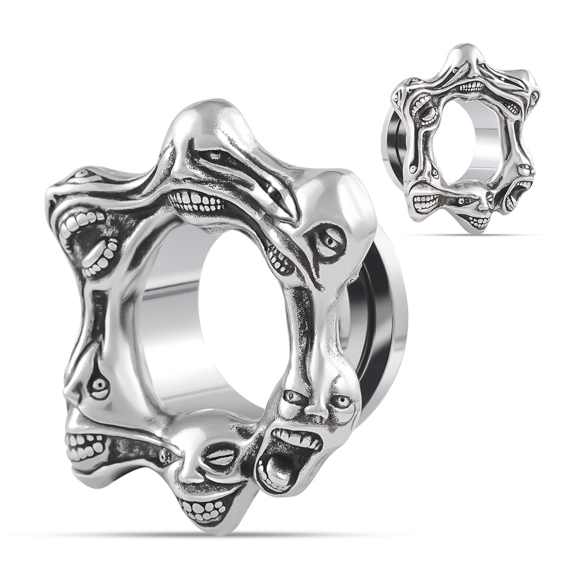 HK07 不規則鬼樣鈦鋼擴耳環 5 - 25mm