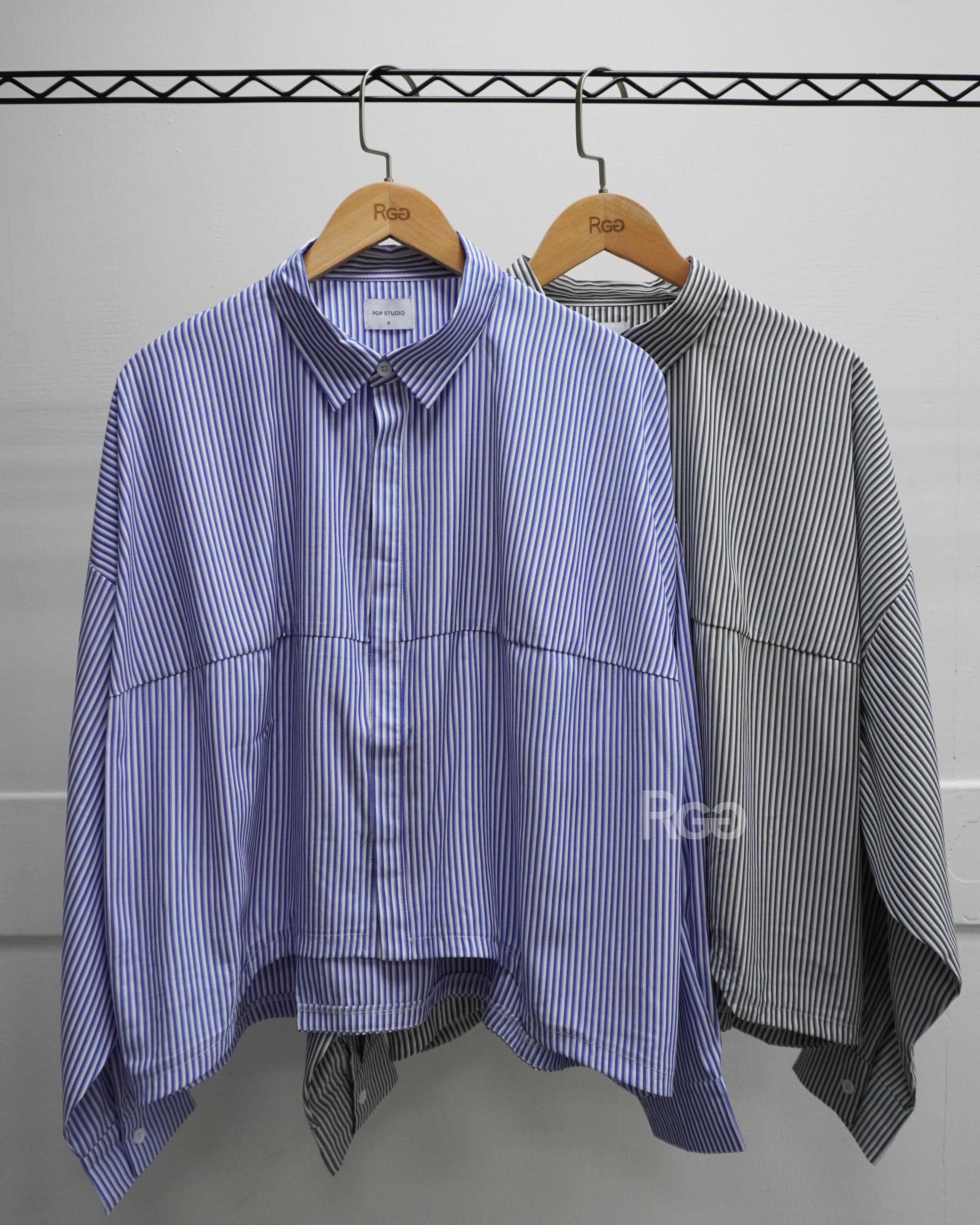 #99045 韓國寬短版條紋襯衫