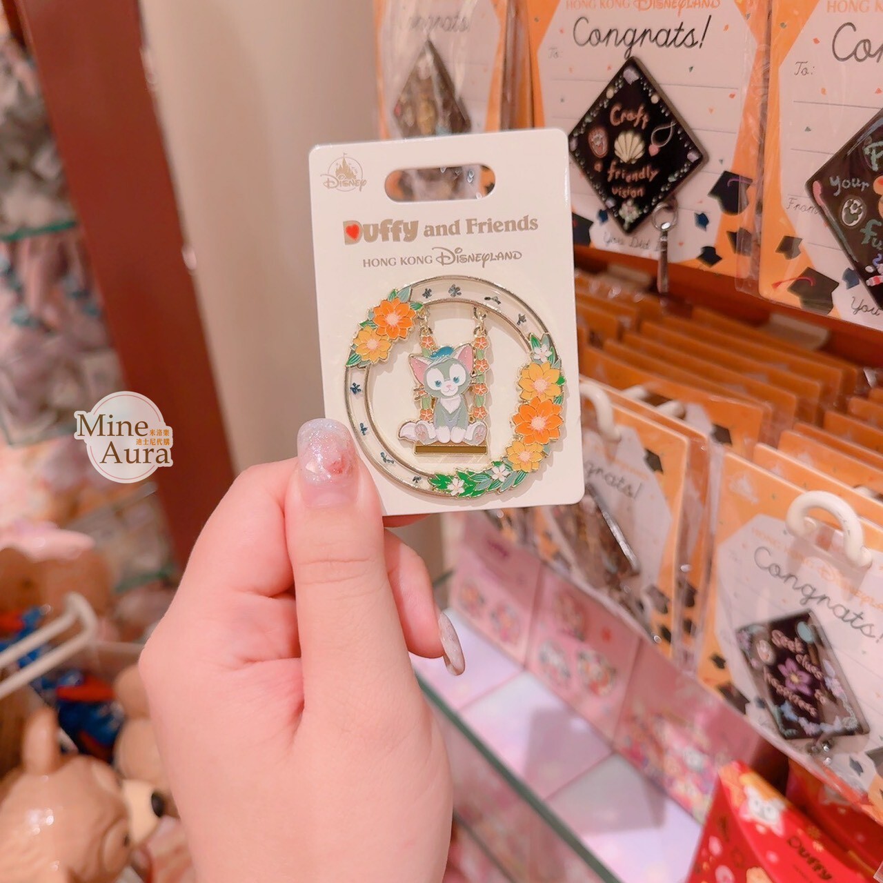 傑拉托尼 畫家貓 Gelatoni 坐鞦韆 花環 花圈 造型 徽章 PIN -香港迪士尼樂園