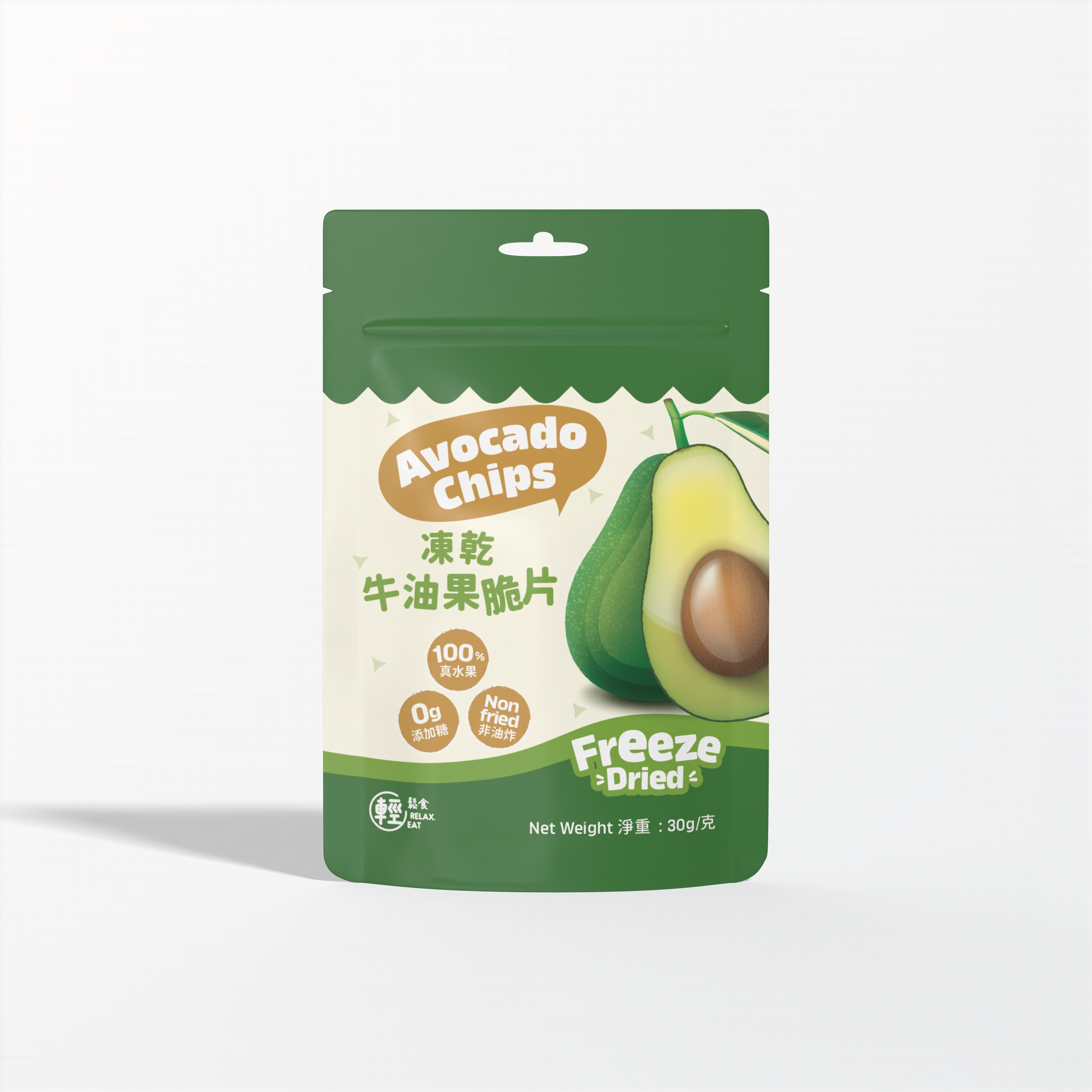 輕鬆食  100%天然凍乾牛油果脆片 30g 無添加糖 (打奶昔／果汁)
